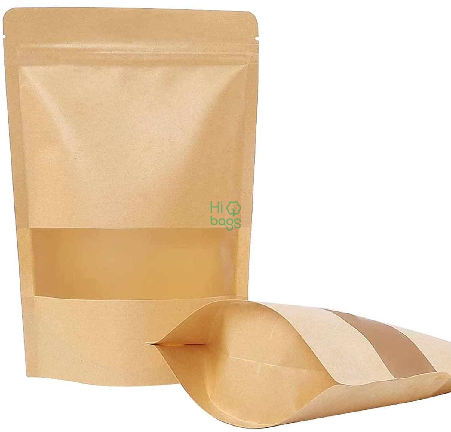 Brown paper bags with window Zipper lock pocket M